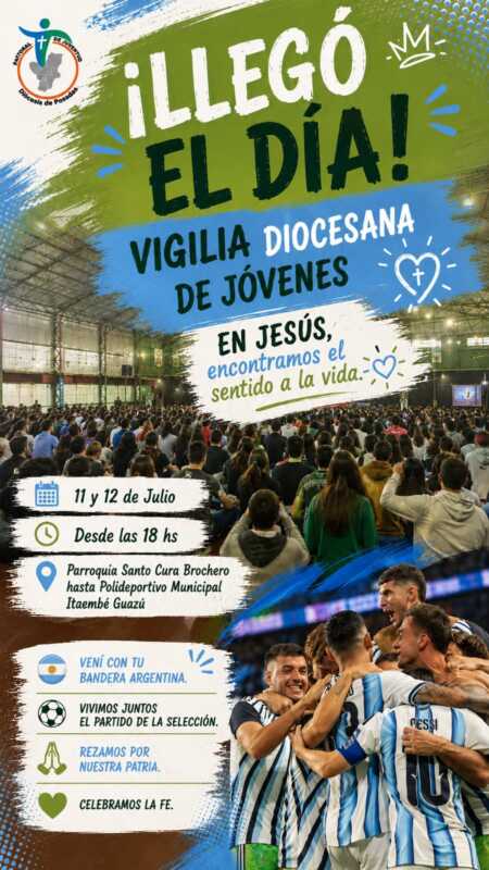 Vigilia Diocesana de Jóvenes: Itaembé Guazú recibirá una noche de fe, música y el partido de la Selección Vigilia