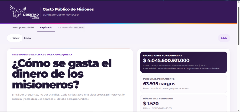 LLA Misiones lanzó una web para consultar cómo se distribuye el presupuesto provincial 1 LLA