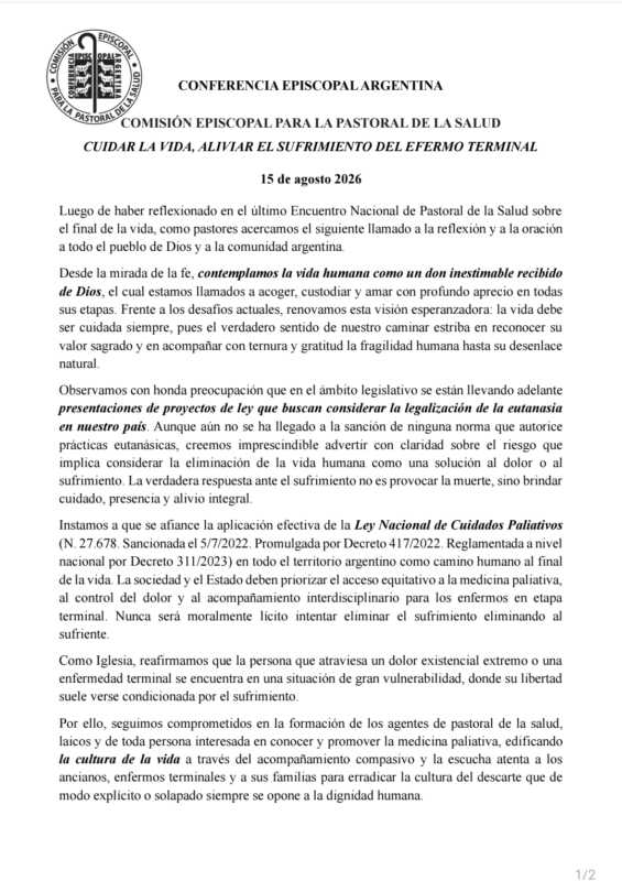 Iglesia Eutanasia Argentina