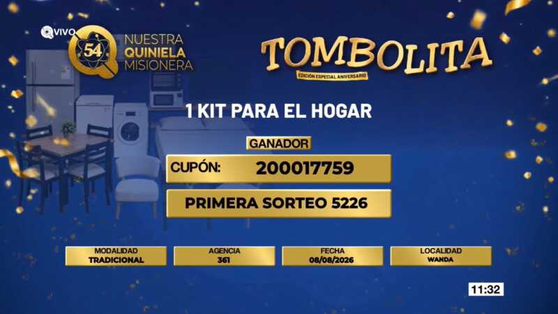 Tombolita Aniversario 2026 kit hogar ganador Wanda - 4