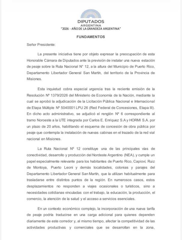 Diputados misioneros llevaron al Congreso el rechazo a una tercera casilla de peaje sobre la Ruta 12 4 peaje 2 - 3