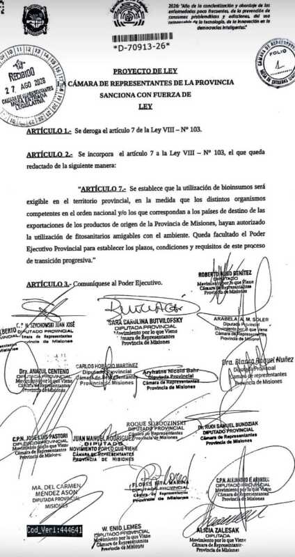 La prohibición del glifosato, sancionada en 2023, podría ser modificada por la Legislatura a partir de un proyecto impulsado por el oficialismo.