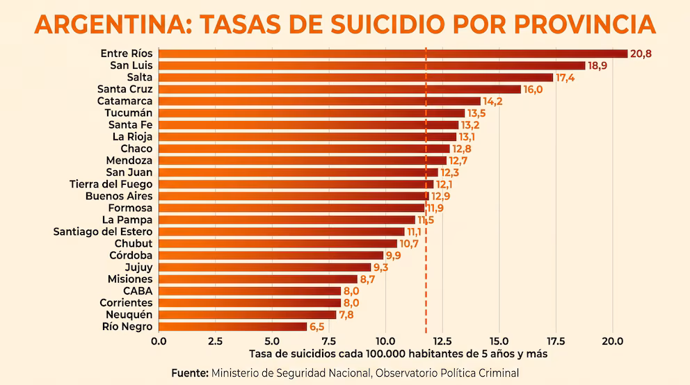 Suicidios en Argentina: la tasa llegó a 11,8 casos cada 100 mil habitantes y crece la preocupación por los jóvenes 6 suicidio3 - 5
