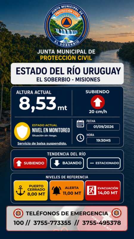 Crecida del río Uruguay: Leiva anticipó que “octubre va a ser el pico de la crecida y de las lluvias” 3 El paso fronterizo fue cerrado por la crecida del río Uruguay y señaló que octubre podría marcar el pico de las lluvias y la crecida