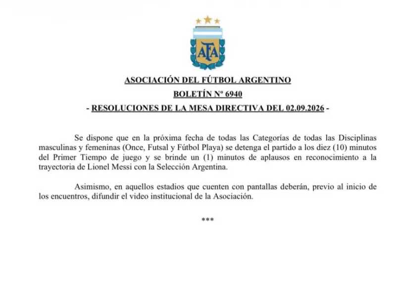 El fútbol argentino homenajeará a Messi con un minuto de aplausos en el minuto 10 2 WhatsApp Image 2026 09 02 at 19.00.27 - 1